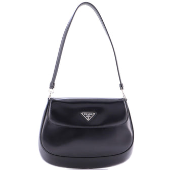 Prada Cleo Flap Shoulder Bag Spazzolato Leather Small