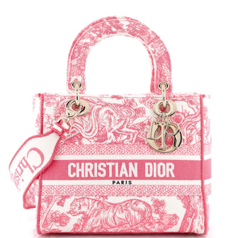 Christian Dior Toile de Jouy Lady D-Lite Bag Embroidered Canvas