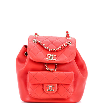 Chanel Duma Drawstring Backpack Quilted Leather Small