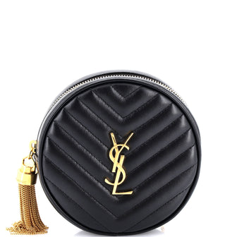 Saint Laurent Vinyle Round Belt Bag Matelasse Chevron Leather Baby