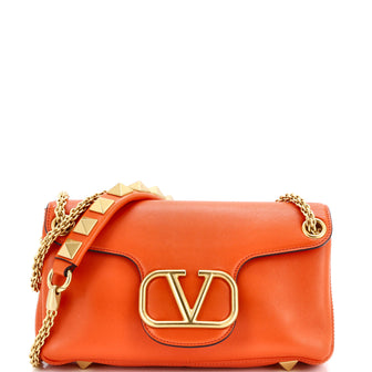 Valentino Garavani Stud Sign Shoulder Bag Leather and Suede