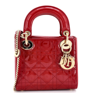 Christian Dior Lady Dior Chain Bag Cannage Quilt Patent Mini