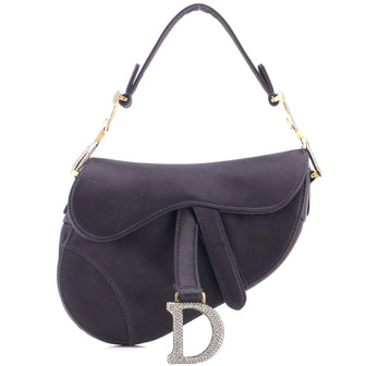 Christian Dior Saddle Handbag Satin with Crystals Mini