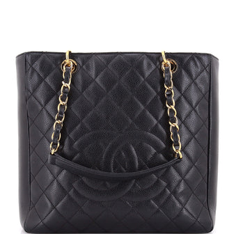 Chanel Petite Shopping Tote Quilted Caviar Large