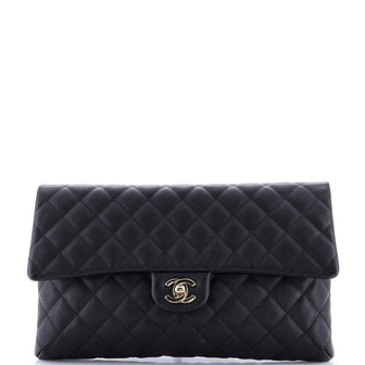 Chanel Classic Flap Clutch Quilted Caviar
