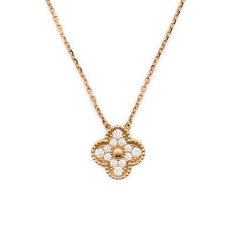 Van Cleef & Arpels Vintage Alhambra Pendant Necklace 18K Yellow Gold and Diamonds