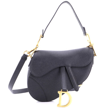 Christian Dior Saddle Handbag with Strap Leather Medium
