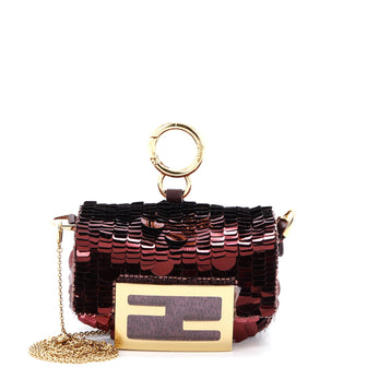 Fendi Chain Baguette Charm Bag Sequins Nano