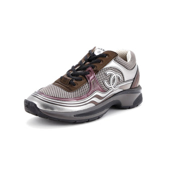 Chanel Women's CC Low-Top Sneakers Mesh and Laminated Leather
