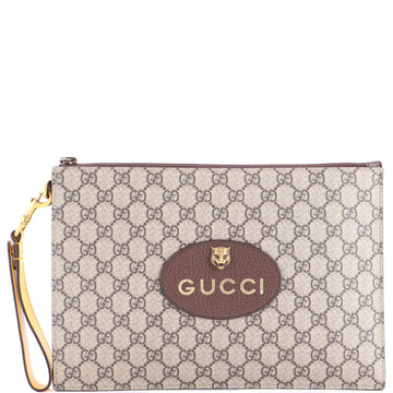 Gucci Neo Vintage Wristlet Pouch GG Coated Canvas