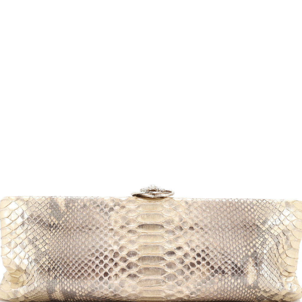 Frame Clutch Python with Crystals Medium