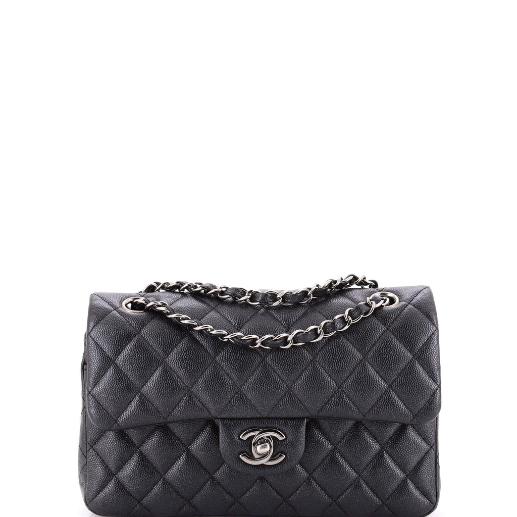 Classic Double Flap Bag Quilted Iridescent Caviar Small