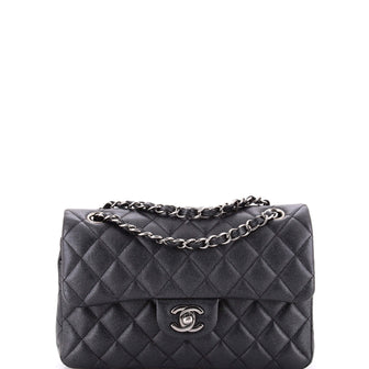 Chanel Classic Double Flap Bag Quilted Iridescent Caviar Small