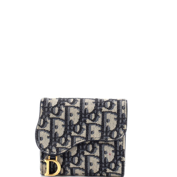 Christian Dior Saddle Flap Wallet Oblique Canvas Mini