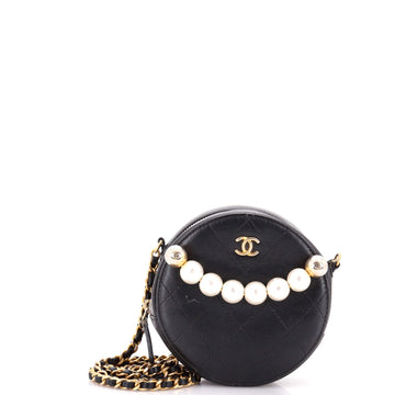 Chanel Chic Pearls Round Clutch with Chain Quilted Lambskin