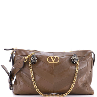 Valentino Garavani Panthea Shoulder Bag Chevron Quilted Leather