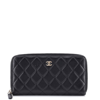 Chanel Zip Around Wallet Quilted Lambskin Long