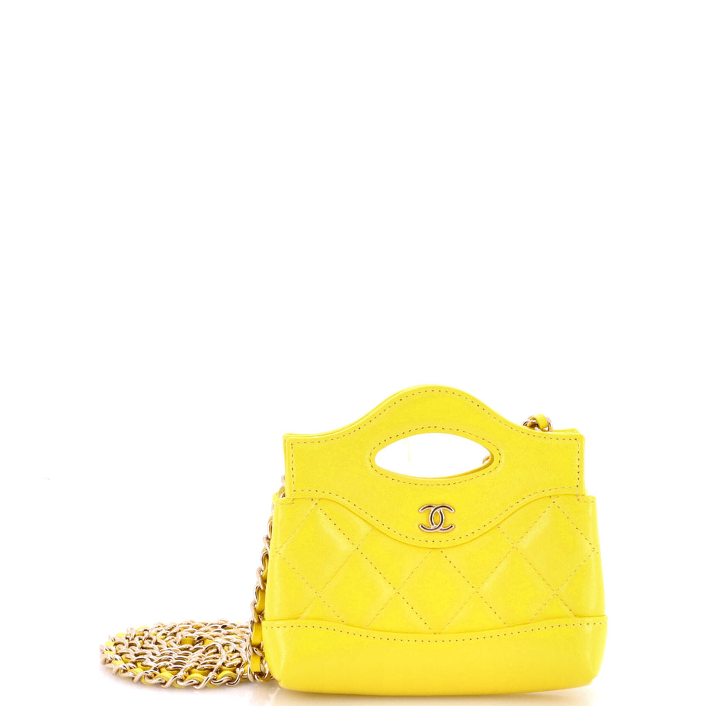 31 Shopping Bag Clutch with Chain Quilted Calfskin Nano