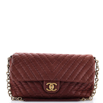 Chanel Surpique Chevron Flap Bag Quilted Iridescent Calfskin Jumbo
