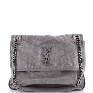 Saint Laurent Niki Chain Flap Bag Matelasse Chevron Leather Medium
