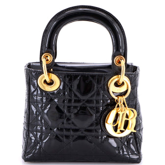 Christian Dior Vintage Lady Dior Bag Cannage Quilt Patent Mini
