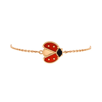 Van Cleef & Arpels Lucky Spring Open Wings Ladybug Bracelet 18K Rose Gold with Carnelian and Onyx