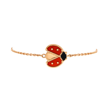 Van Cleef & Arpels Lucky Spring Open Wings Ladybug Bracelet 18K Rose Gold with Carnelian and Onyx