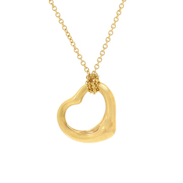 Tiffany & Co. Elsa Peretti Open Heart Pendant Necklace 18K Yellow Gold 16mm