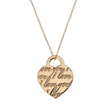 Tiffany & Co. I Love You Heart Tag Pendant Necklace 18K Yellow Gold Large