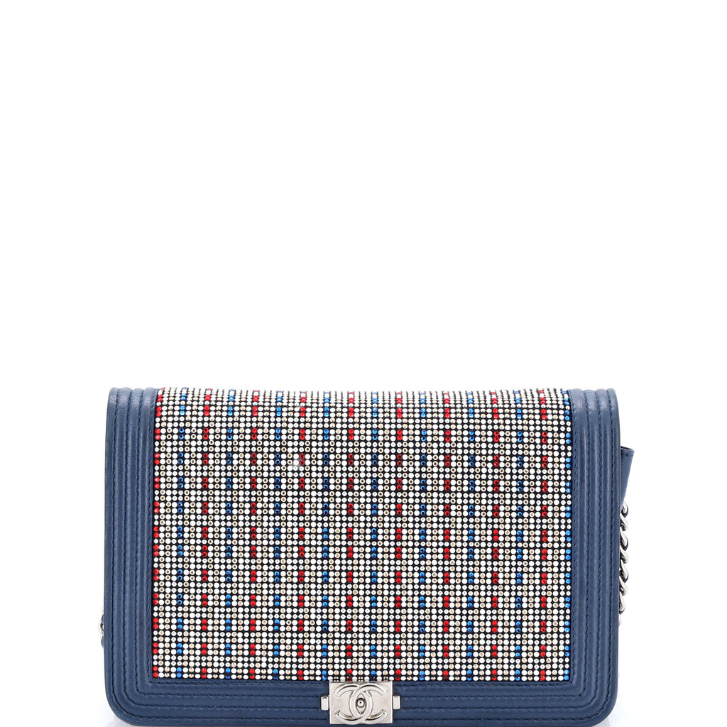 Boy Wallet on Chain Crystal Embellished Leather