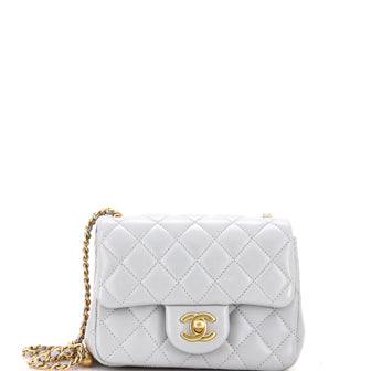 Chanel Pearl Crush Square Flap Bag Quilted Lambskin Mini
