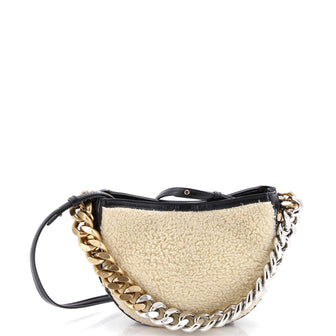 Stella McCartney Frayme Shoulder Bag Faux Shearling and Faux Leather Small