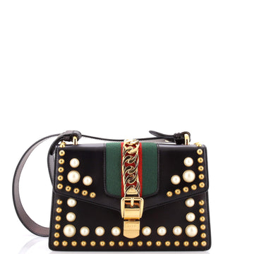 Gucci Sylvie Shoulder Bag Studded Leather Small