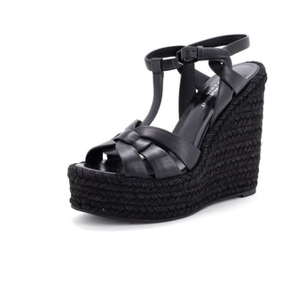 Saint Laurent Women's Tribute Wedge Espadrille Sandals Leather