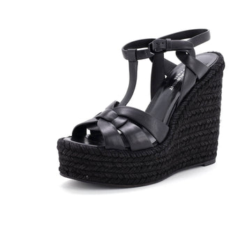 Saint Laurent Women's Tribute Wedge Espadrille Sandals Leather
