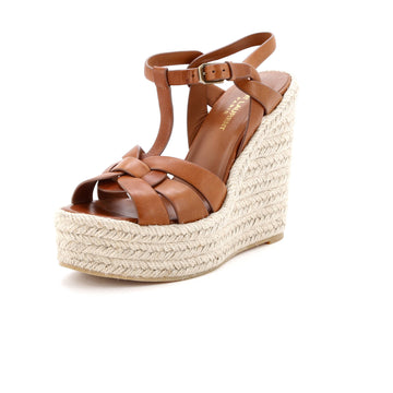Saint Laurent Women's Tribute Wedge Espadrille Sandals Leather