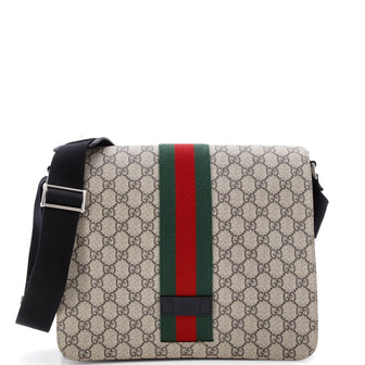 Gucci Web Flap Messenger Bag GG Coated Canvas Medium