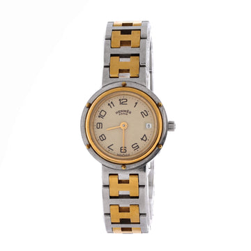 Hermes Clipper Quartz Watch Stainless Steel with Plated Metal 24