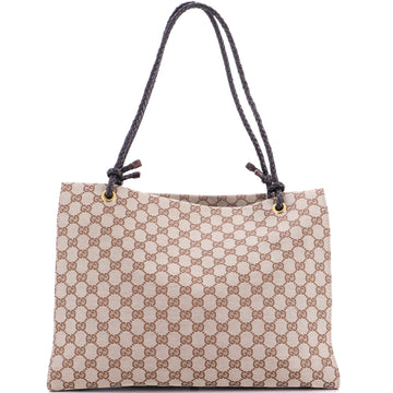Gucci Braided Handle Open Tote GG Canvas Large