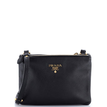 Prada Double Zip Crossbody Bag Vitello Daino Small