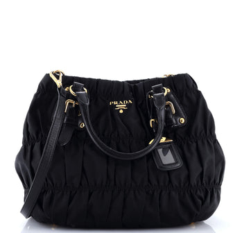 Prada Gaufre Convertible Tote Leather and Tessuto Large