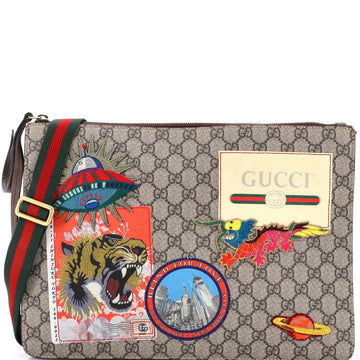 Gucci Courrier Messenger Bag GG Coated Canvas with Applique