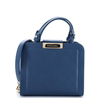Chanel Label Click Shopping Tote Quilted Calfskin Small