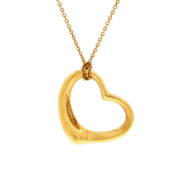 Tiffany & Co. Elsa Peretti Open Heart Pendant Necklace 18K Yellow Gold 22mm