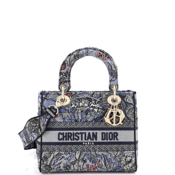 Christian Dior Lady D-Lite Bag Embroidered Canvas Medium