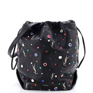 Saint Laurent Teddy Bucket Bag Embellished Leather Small