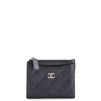 Chanel CC Zip Card Holder Quilted Caviar