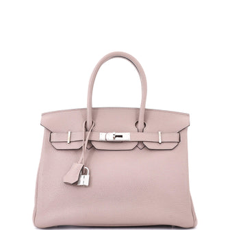 Hermes Birkin Handbag Purple Clemence with Palladium Hardware 30
