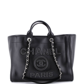 Chanel Deauville Tote Embossed Calfskin Large
