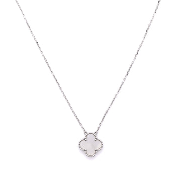 Van Cleef & Arpels Vintage Alhambra Pendant Necklace 18K White Gold and Mother of Pearl